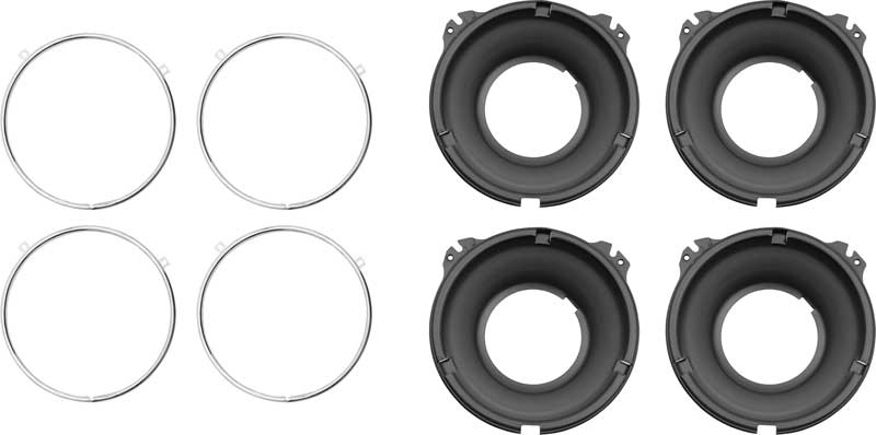 Headlight Mounting Bucket Set, 1964-1970 Chevelle El Camino With Retaining Rings - 8 Piece