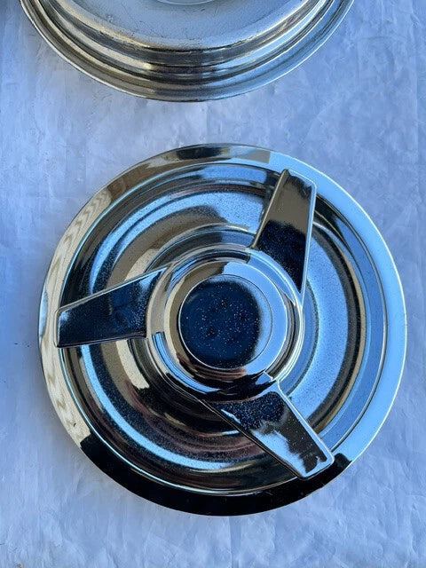 USED Chevy GM Rally 3 Tri-Bar Spinner Wheel Center Hub Caps SET