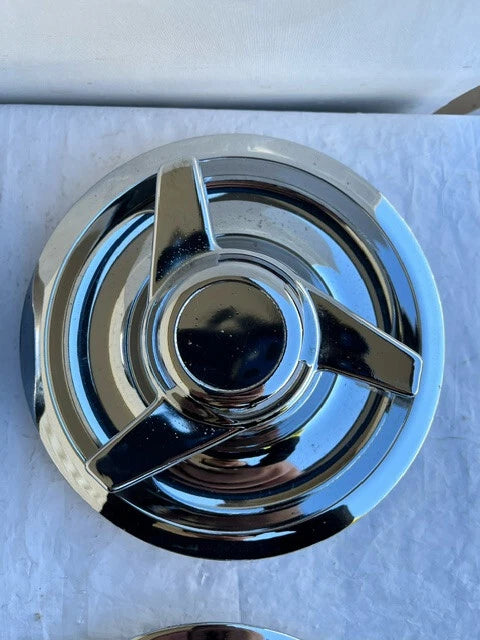 USED Chevy GM Rally 3 Tri-Bar Spinner Wheel Center Hub Caps SET