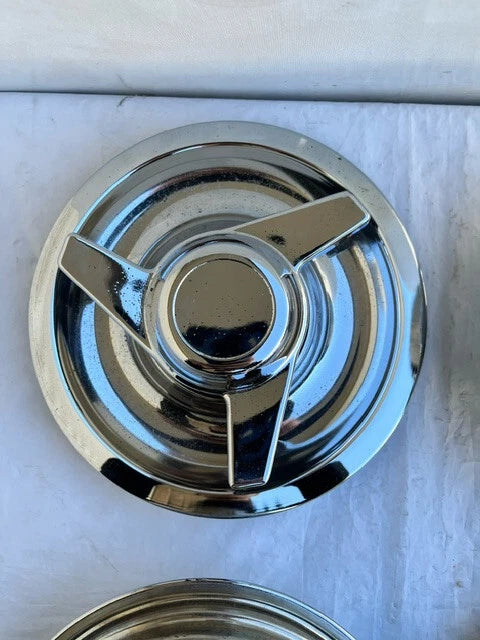 USED Chevy GM Rally 3 Tri-Bar Spinner Wheel Center Hub Caps SET