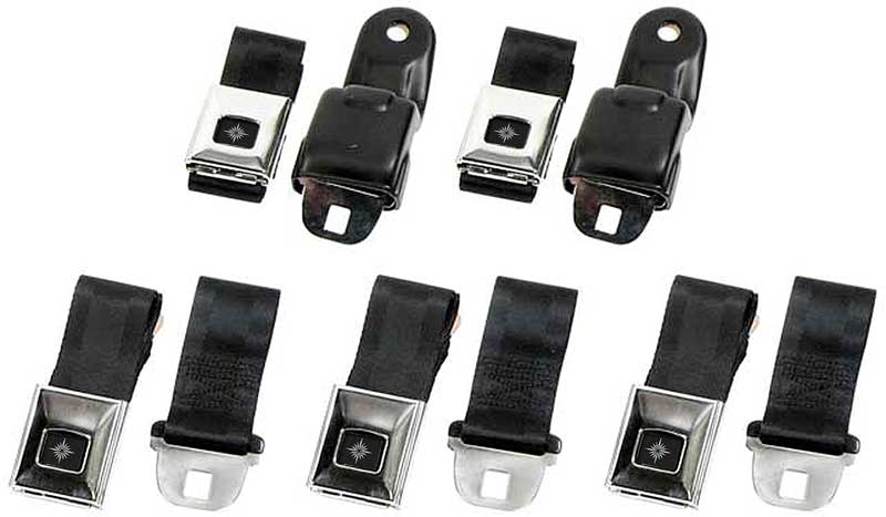 Seat Belts, 1968-1969 Camaro Deluxe Front And Rear Set - Black