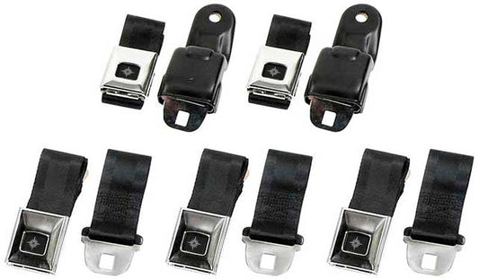 Seat Belts, 1968-1969 Camaro Deluxe Front And Rear Set - Black