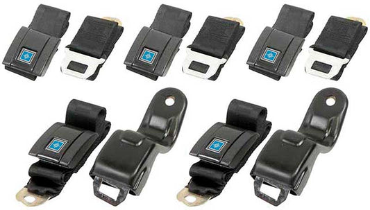 Seat Belts, 1967-1969 Camaro Standard Front And Rear - Set Black