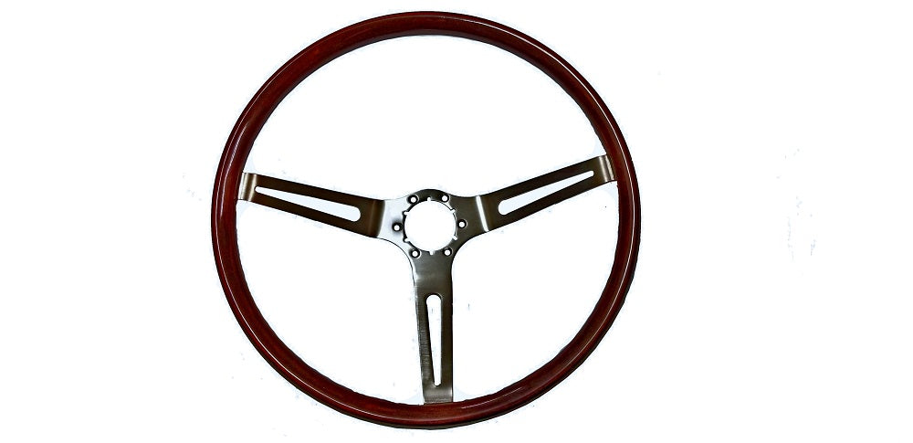 Steering Wheel, 3 Spoke Mahogany Wood