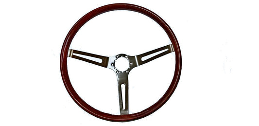Steering Wheel, 3 Spoke Mahogany Wood