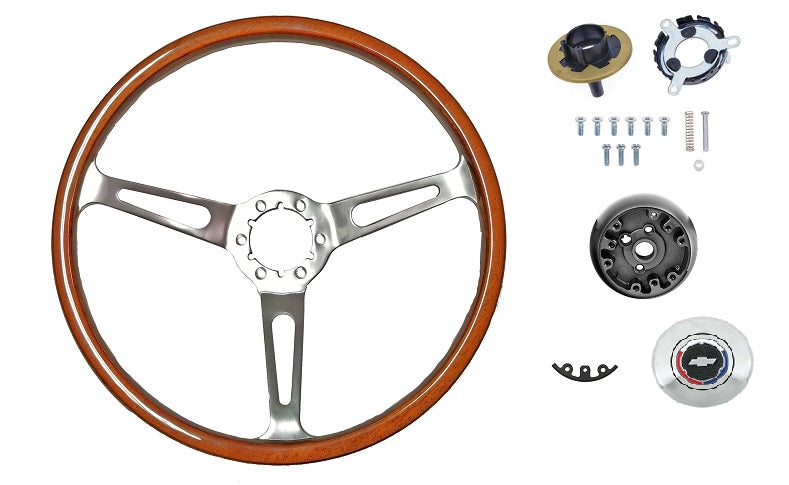 Steering Wheel Kit, 3 Spoke Walnut Wood
