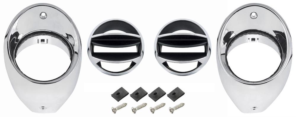 Air Vent Ball & Bezel Kit, 1966-1967 Chevelle El Camino Chrome