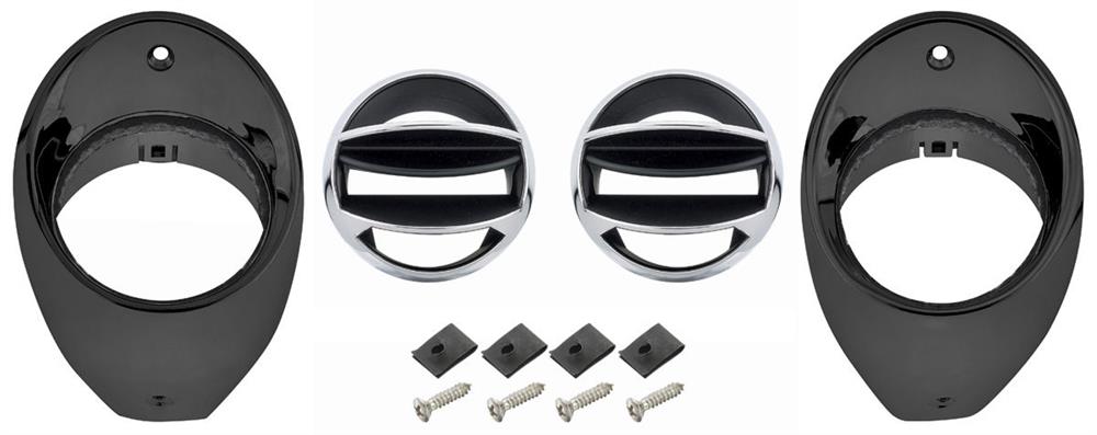 Air Vent Ball & Bezel Kit, 1966-1967 Chevelle El Camino Black