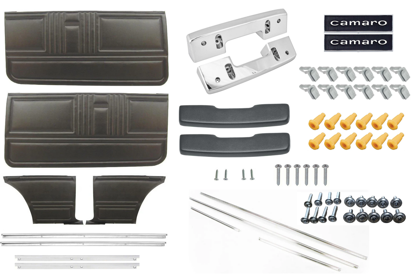 Door Panel Kit, 1967 Camaro Standard Coupe Unassembled - Black