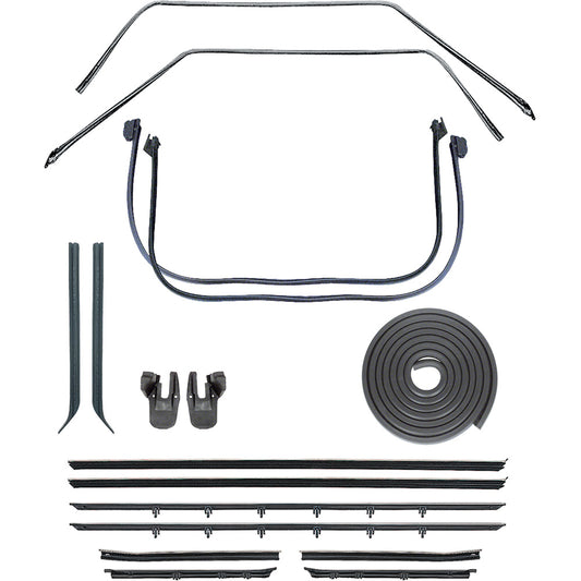 Weatherstrip Kit, 1967-1969 Camaro Coupe With Flat Chrome Outer Bead Felts