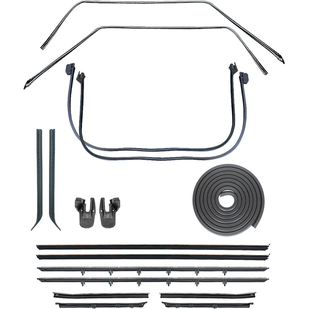 Weatherstrip Kit, 1967- 1969 Camaro Coupe With Original Style Round Chrome Outer Bead Felts