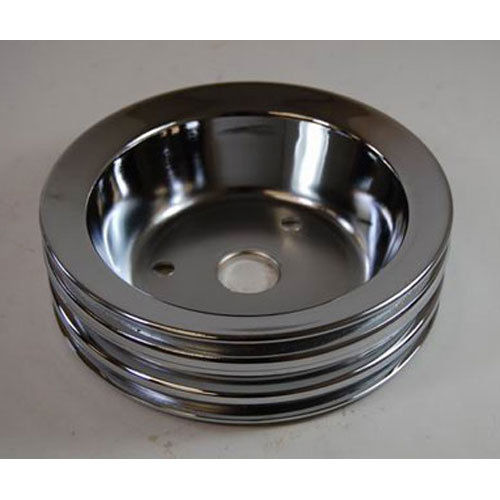 Pulley, 3 Groove Crank Small Block, Short Waterpump-Chrome