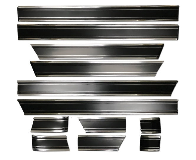 Molding Set, 1969-1972 Truck Fleetside Black Long Bed - 12 Pc