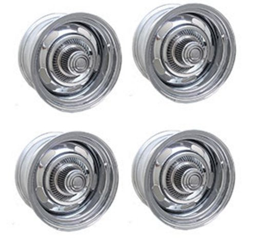 Chrome Rally Wheel Kit With Reproduction Plastic Rally Caps