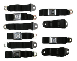 SEAT BELTS, 68-69 CAMARO DELUXE FRONT AND REAR SET - BLACK