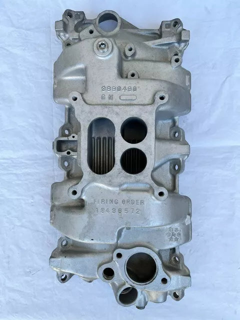 USED GM 1966-1967 327-350 L79 ALUMINUM INTAKE MANIFOLD 3890490 DATED 10-20-1965