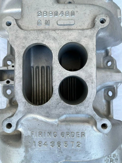 USED GM 1966-1967 327-350 L79 ALUMINUM INTAKE MANIFOLD 3890490 DATED 10-20-1965