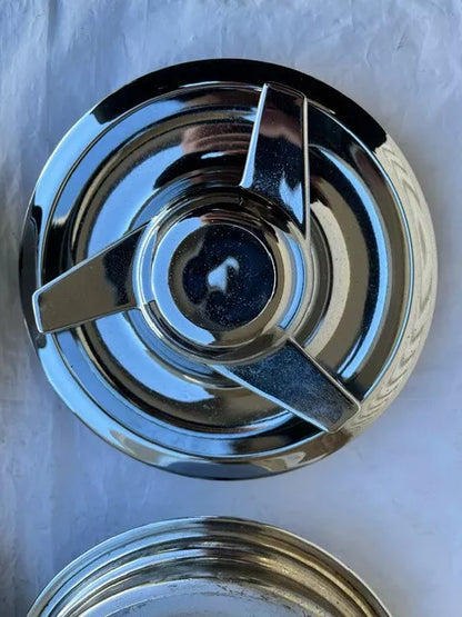USED Chevy GM Rally 3 Tri-Bar Spinner Wheel Center Hub Caps SET