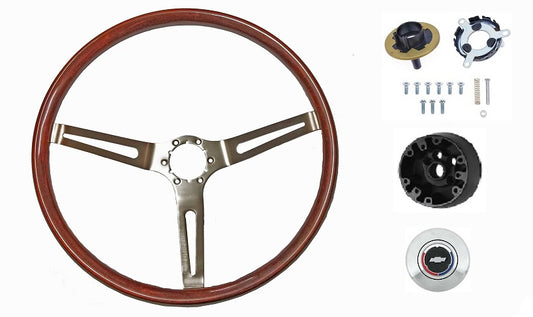 Sttering Wheel Kit, 3 Spoke Mahogany Wood