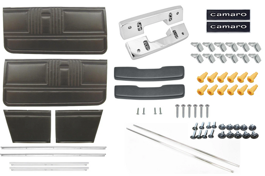 Door Panel Kit, 1967 Camaro Standard Convertible Unassembled - Black