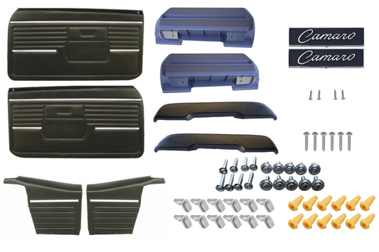 Door Panel Kit, 1968 Camaro Standard Convertible Pre-Assembled - Black