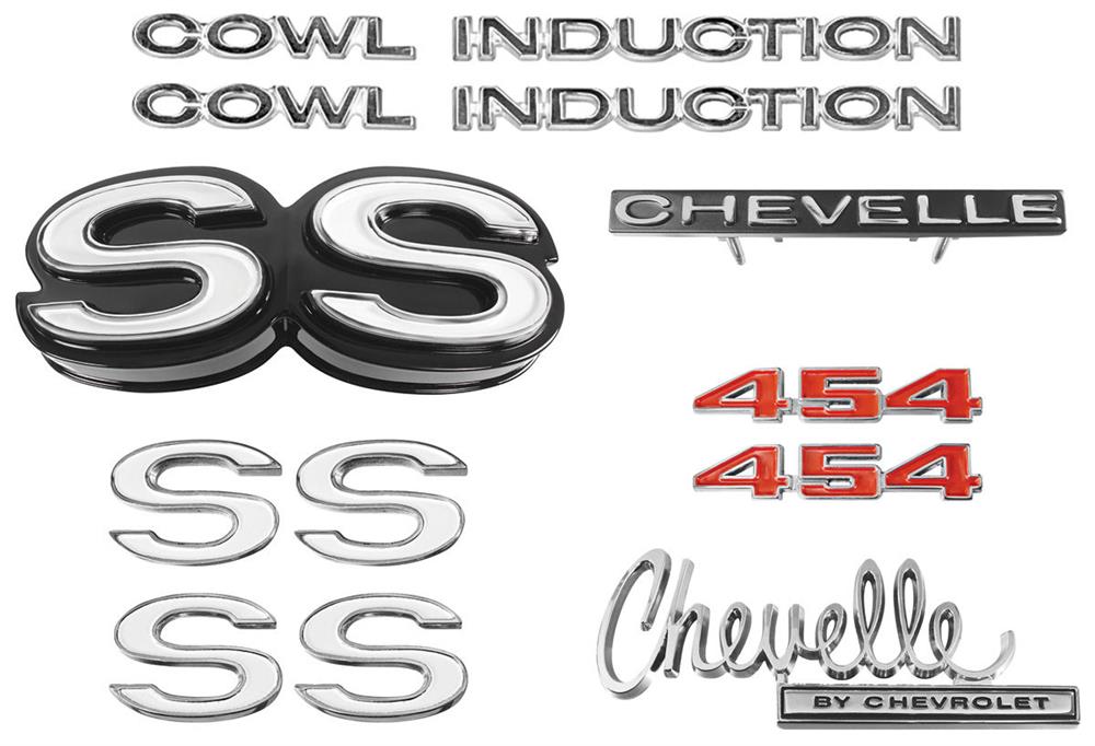 Emblem Kit, 1970 Chevelle SS 454 With Cowl Induction