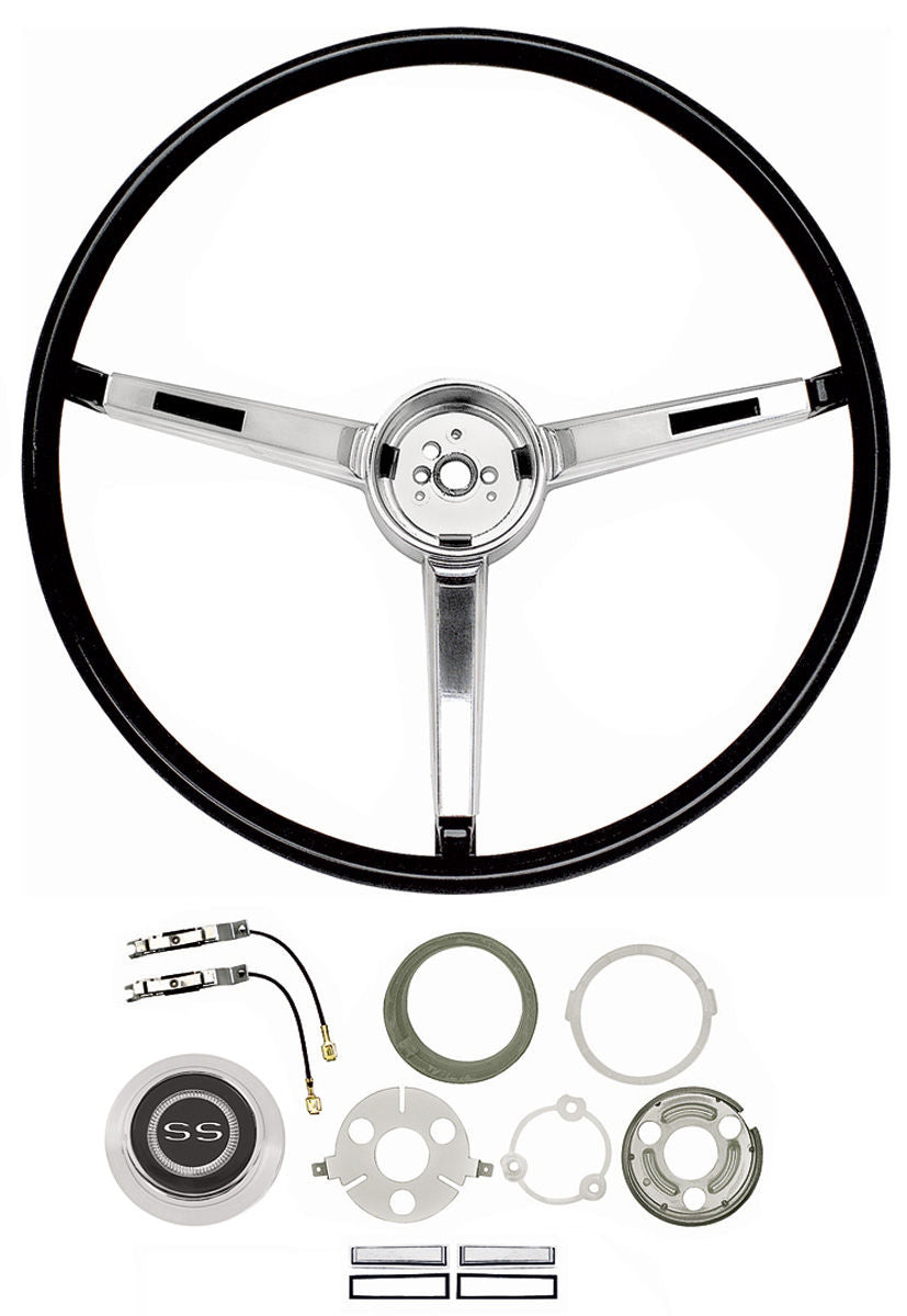 Steering Wheel Kit, 1967 Chevelle El Camino Nova SS  - Black