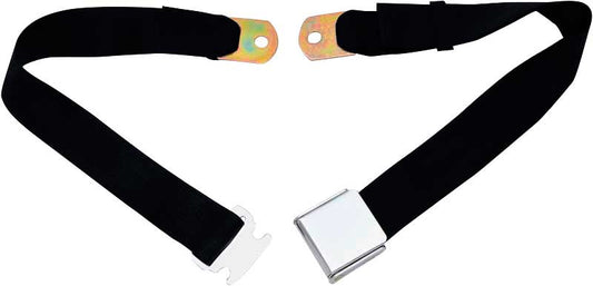 Seat Belt, Replacement 2 Point Lap with Chrome Buckle - Black
