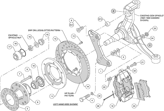 Wilwood Forged Dynalite Pro Series Front Brake Kit 1964-1974 AFX